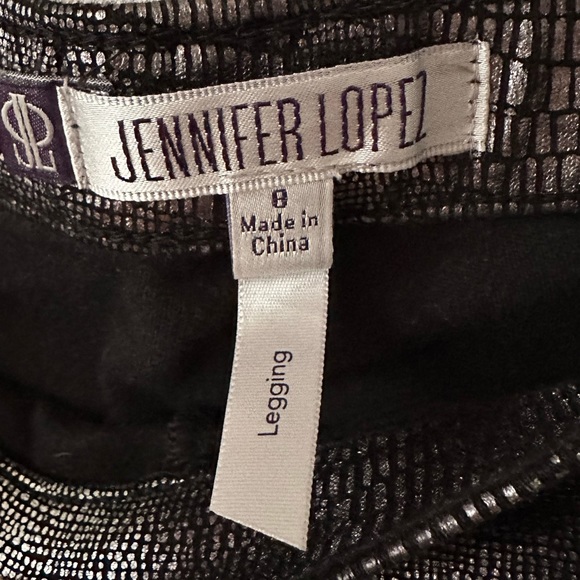 Jennifer Lopez Metallic Snakeskin Print Stretch Leggings Size 8 - Picture 7 of 9